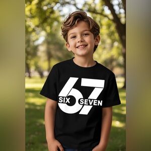 6 7 Black Graphic Kids T-Shirt